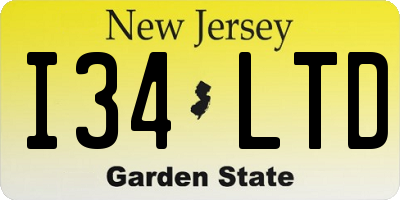 NJ license plate I34LTD