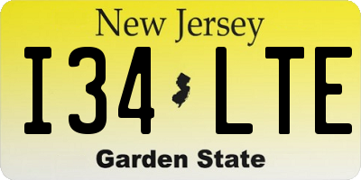NJ license plate I34LTE