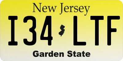 NJ license plate I34LTF