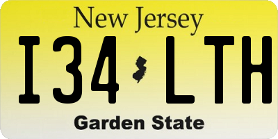 NJ license plate I34LTH