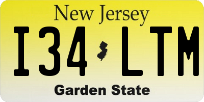 NJ license plate I34LTM