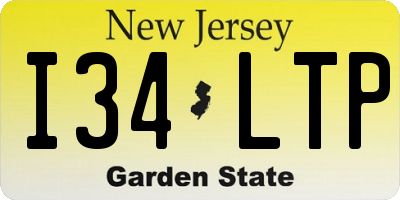 NJ license plate I34LTP