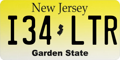 NJ license plate I34LTR