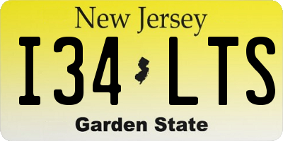 NJ license plate I34LTS