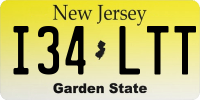 NJ license plate I34LTT