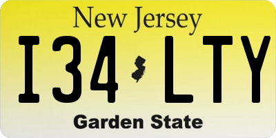 NJ license plate I34LTY