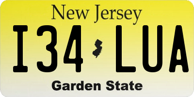 NJ license plate I34LUA