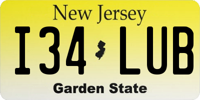 NJ license plate I34LUB