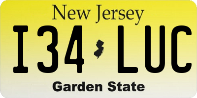 NJ license plate I34LUC