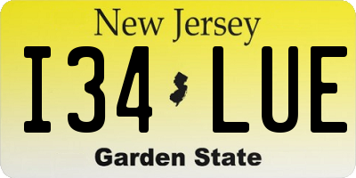 NJ license plate I34LUE