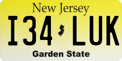 NJ license plate I34LUK