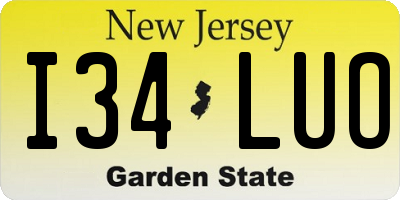 NJ license plate I34LUO