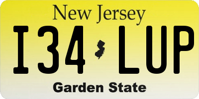 NJ license plate I34LUP
