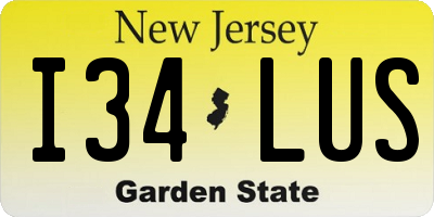 NJ license plate I34LUS