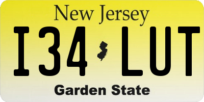 NJ license plate I34LUT