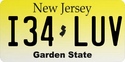 NJ license plate I34LUV