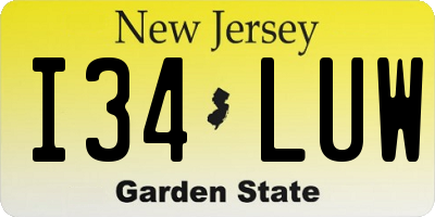 NJ license plate I34LUW