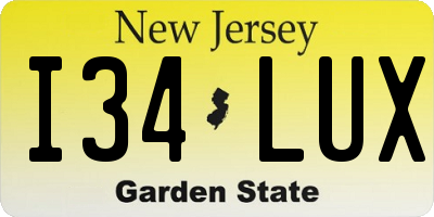 NJ license plate I34LUX