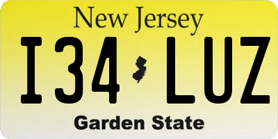 NJ license plate I34LUZ