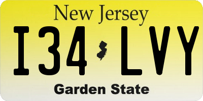 NJ license plate I34LVY