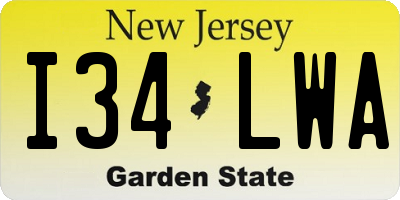 NJ license plate I34LWA