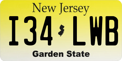 NJ license plate I34LWB