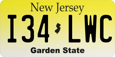 NJ license plate I34LWC
