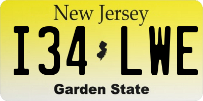 NJ license plate I34LWE
