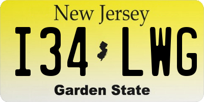 NJ license plate I34LWG
