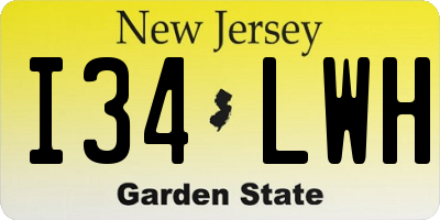 NJ license plate I34LWH