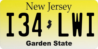 NJ license plate I34LWI