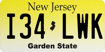 NJ license plate I34LWK