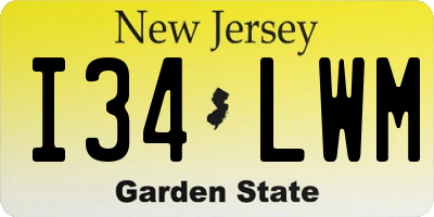 NJ license plate I34LWM