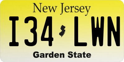 NJ license plate I34LWN
