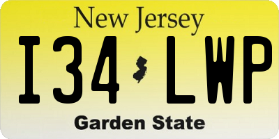 NJ license plate I34LWP