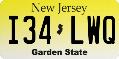 NJ license plate I34LWQ