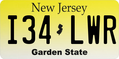 NJ license plate I34LWR