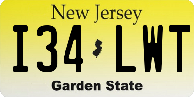 NJ license plate I34LWT