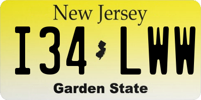 NJ license plate I34LWW