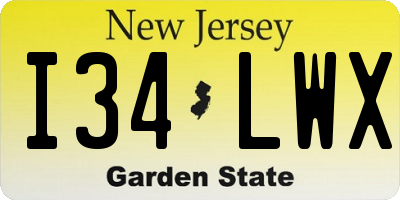 NJ license plate I34LWX