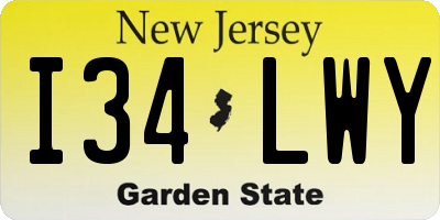 NJ license plate I34LWY