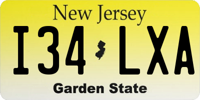 NJ license plate I34LXA