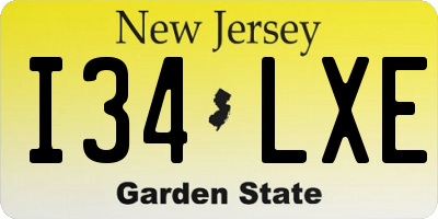 NJ license plate I34LXE