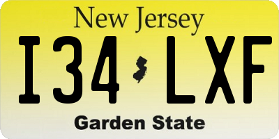 NJ license plate I34LXF