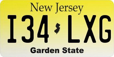NJ license plate I34LXG