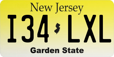 NJ license plate I34LXL