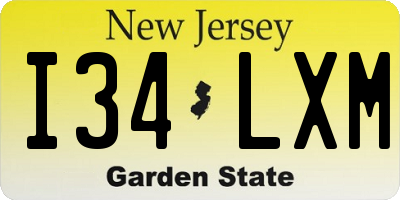 NJ license plate I34LXM