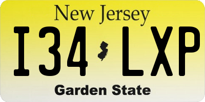 NJ license plate I34LXP