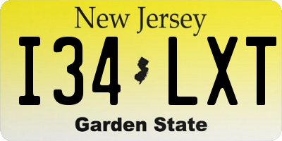 NJ license plate I34LXT