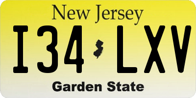 NJ license plate I34LXV